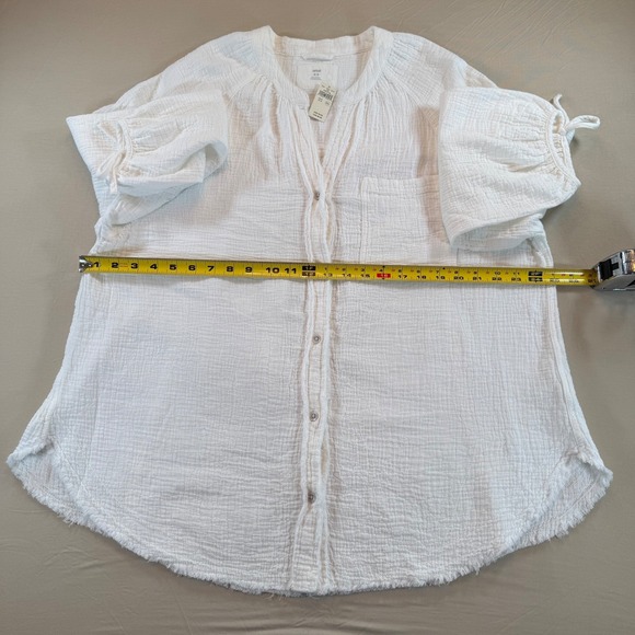 Aerie White Gauze Button Up Tunic Top Blouse Boho Casual Medium M - Picture 5 of 7